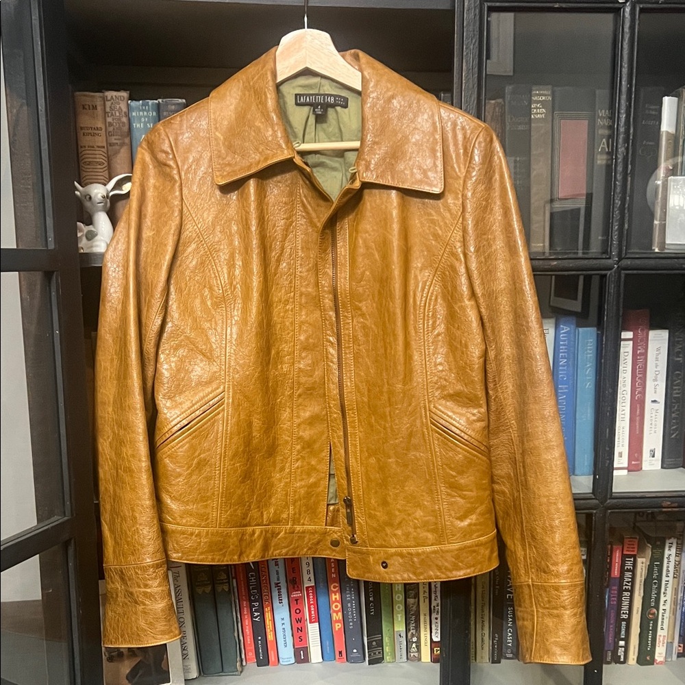 Lafayette 148 New York Women's Leather Jacket in Rich Tan